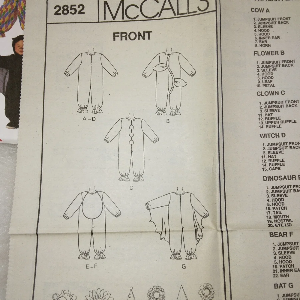 McCall's EASY to Sew Costumes Size 1-2-3